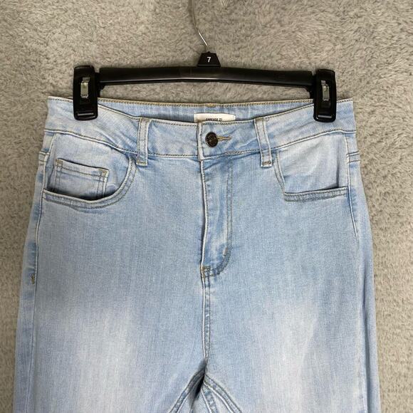 Forever 21 light wash twisted seam high waisted bell bottom denim jeans retro 29 - Picture 2 of 11